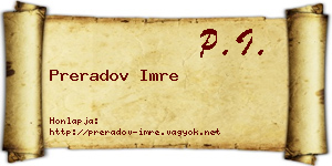 Preradov Imre névjegykártya